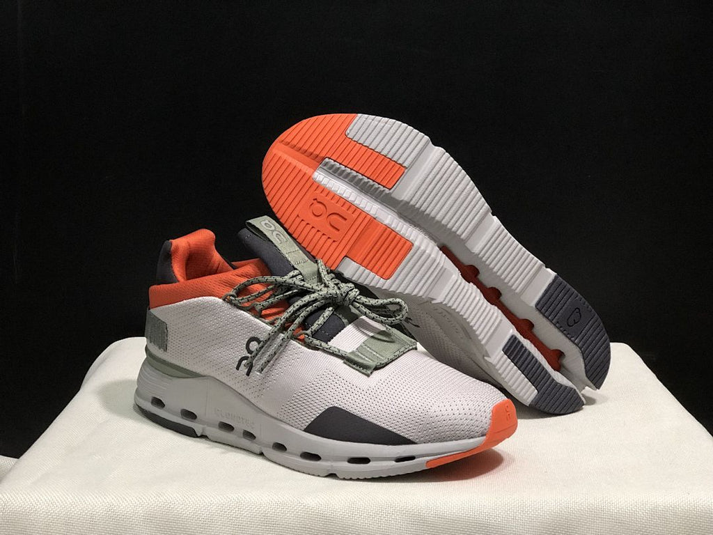 On Cloudnova 1 Sneakers, in Silver and Orange - product image from the listing.