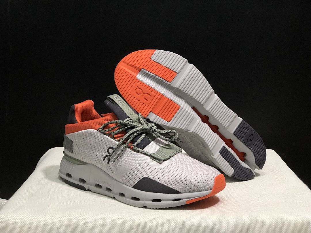 On Cloudnova 1 Sneakers, in Silver and Orange - product image from the listing.