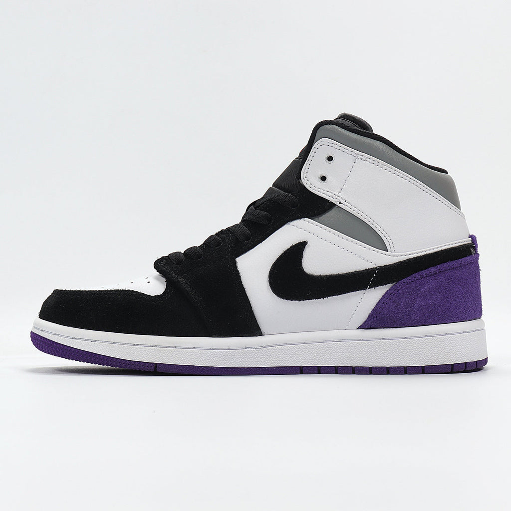 Air Jordan 1 High Sneakers Black White Purple 852542-105 - product image from the listing.