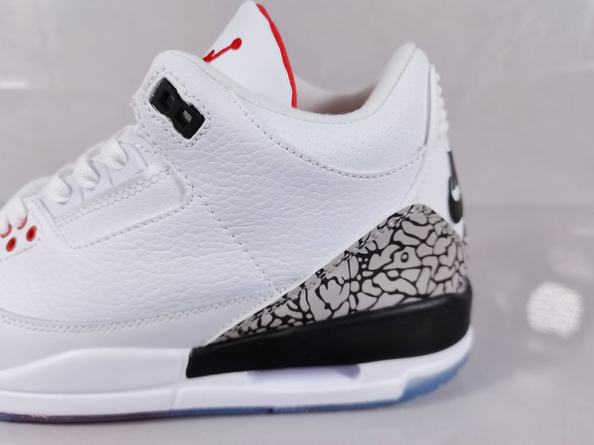 Air Jordan 3 Retro White Red Elephant Print Sneakers - product image from the listing.