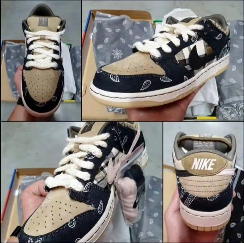 Black and Tan Jordan 1 High Paisley Pattern Sneakers - product image from the listing.