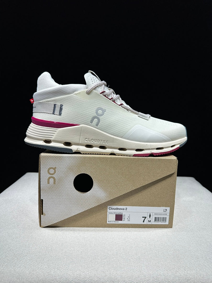Ivory and Pink On Cloudnova 2 Sneakers - product image from the listing.