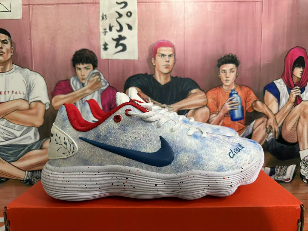 Nike Basketball Sneakers in White, in Blue and Red - product image from the listing.