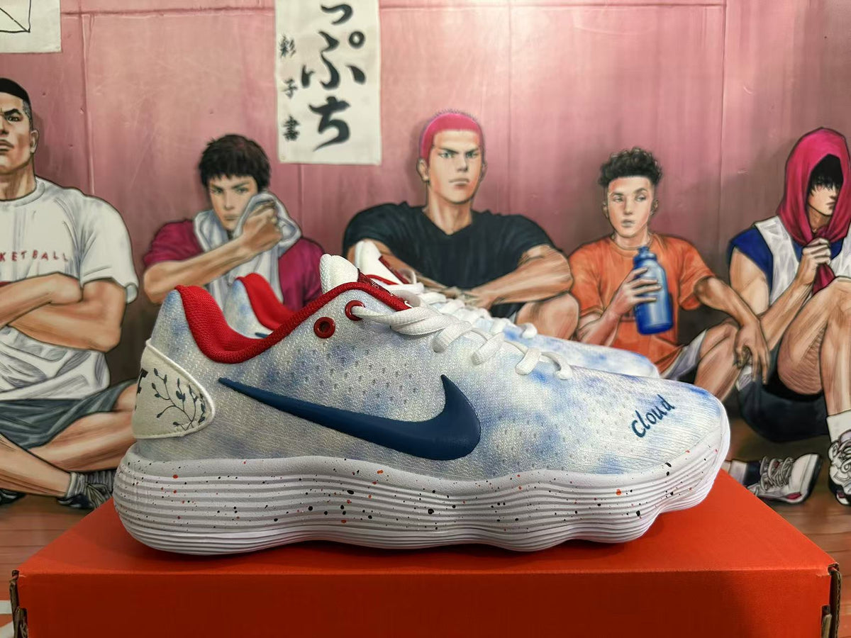 Nike Basketball Sneakers in White, in Blue and Red - product image from the listing.