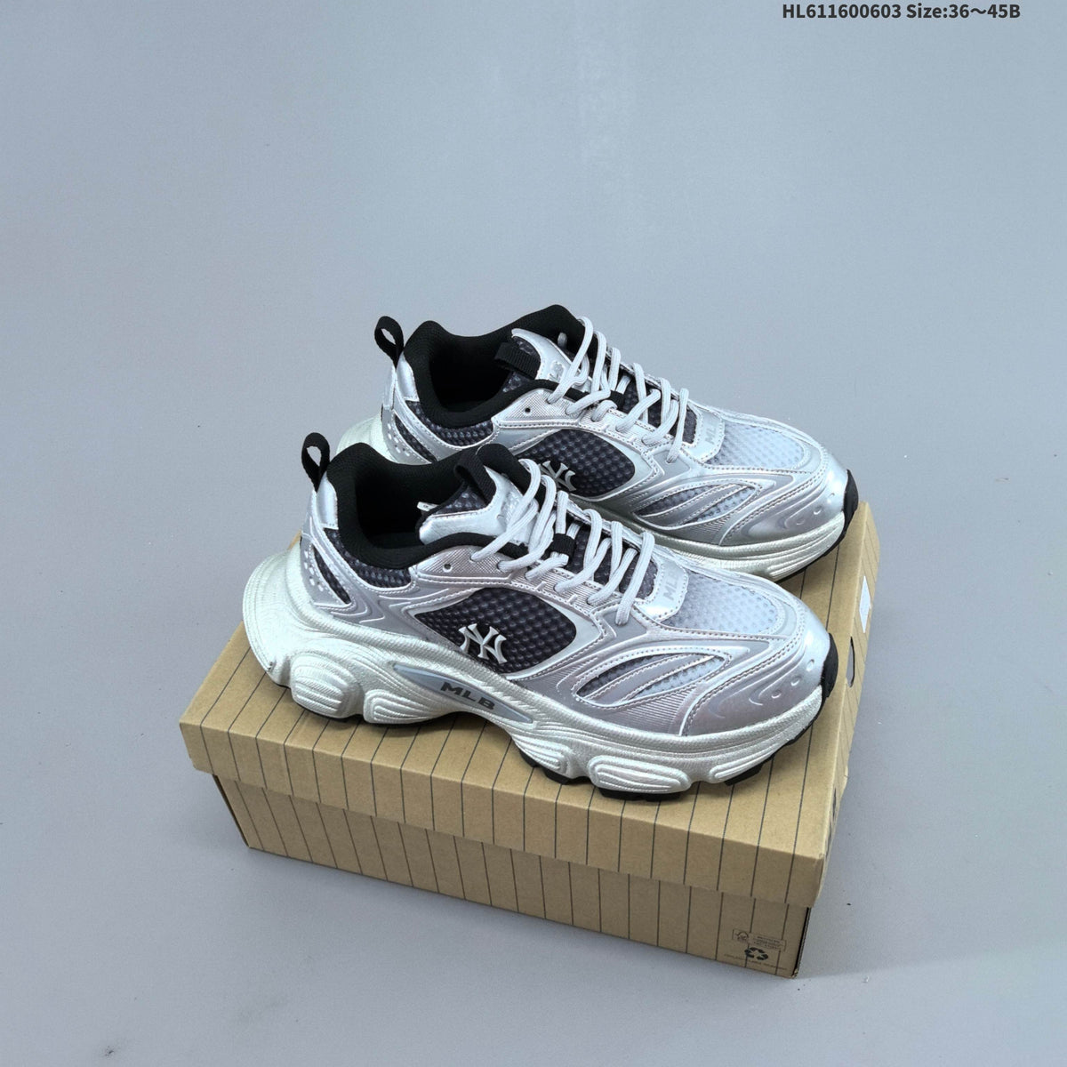 MLB Winner Chunky Low-Top Sneakers in Silver 3ASHWC46N - product image from the listing.