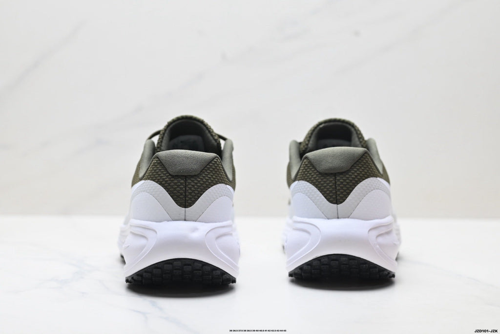 Nike Revolution 8 Running Shoes in Olive Green and White - product image from the listing.