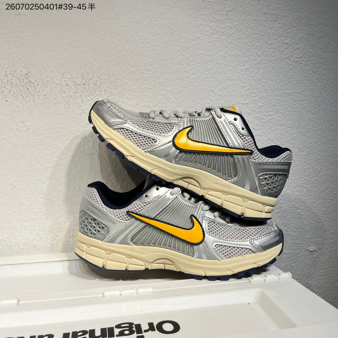 Nike Air Zoom Vomero 5 Running Shoes in White Grey Yellow - product image from the listing.