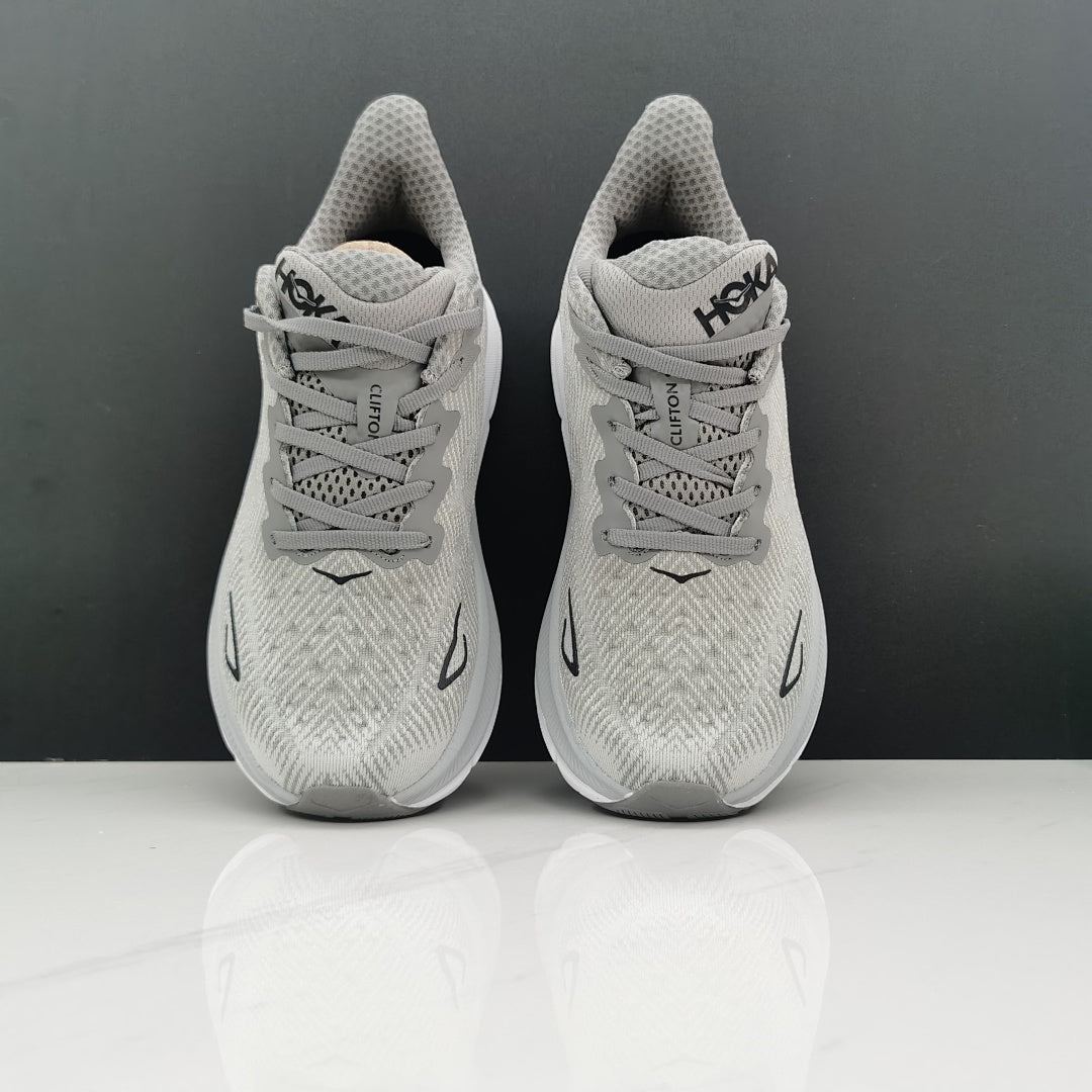 HOKA Clifton 9 Running Shoes in Gray - product image from the listing.