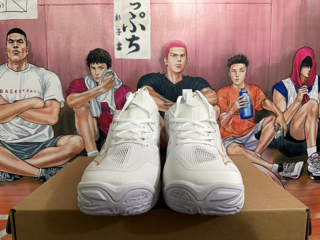 Mizuno Wave Momentum 3 Volleyball Shoes in White Gold - product image from the listing.