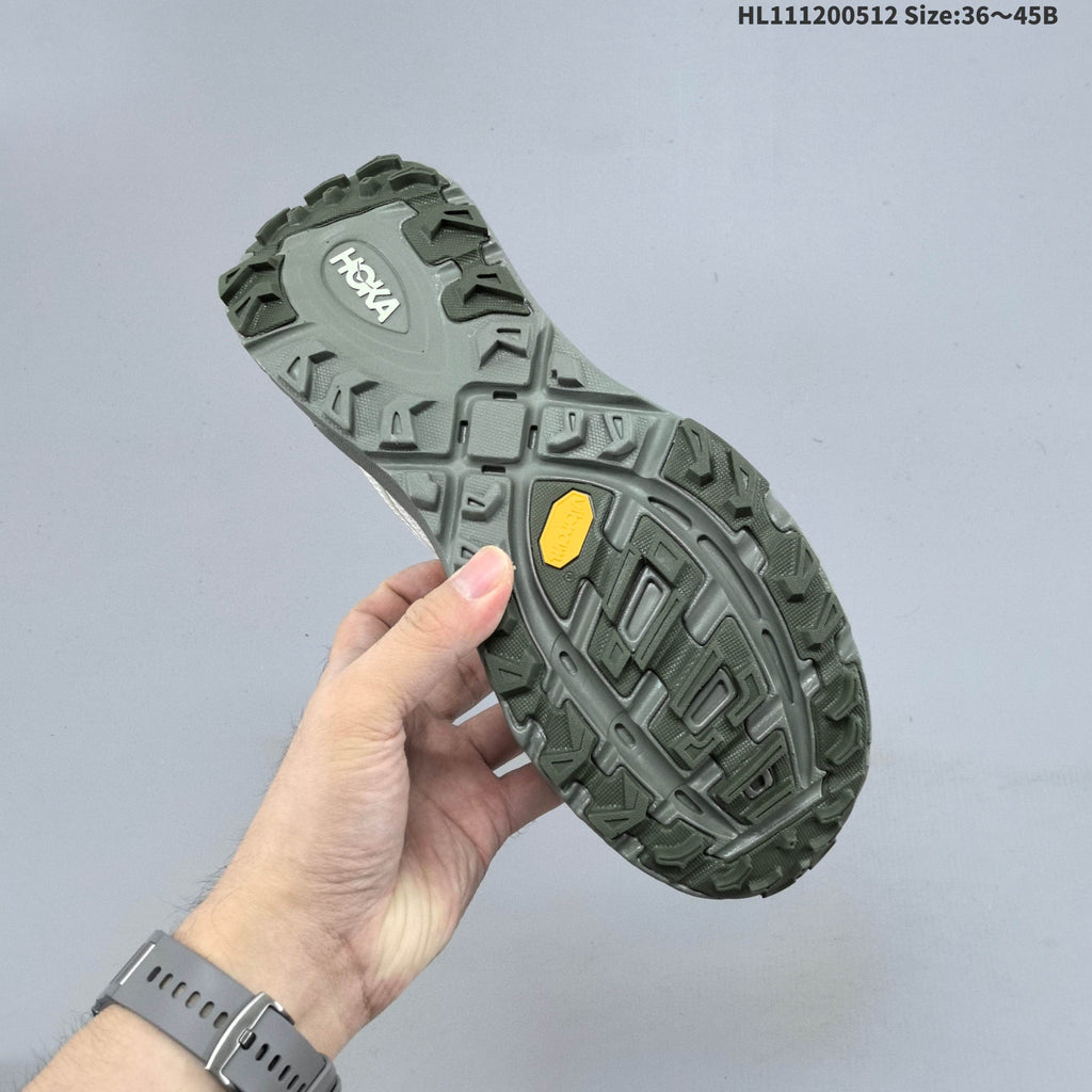HOKA Mafate Three 2 Trail Running Shoes in Cream and Gray - product image from the listing.