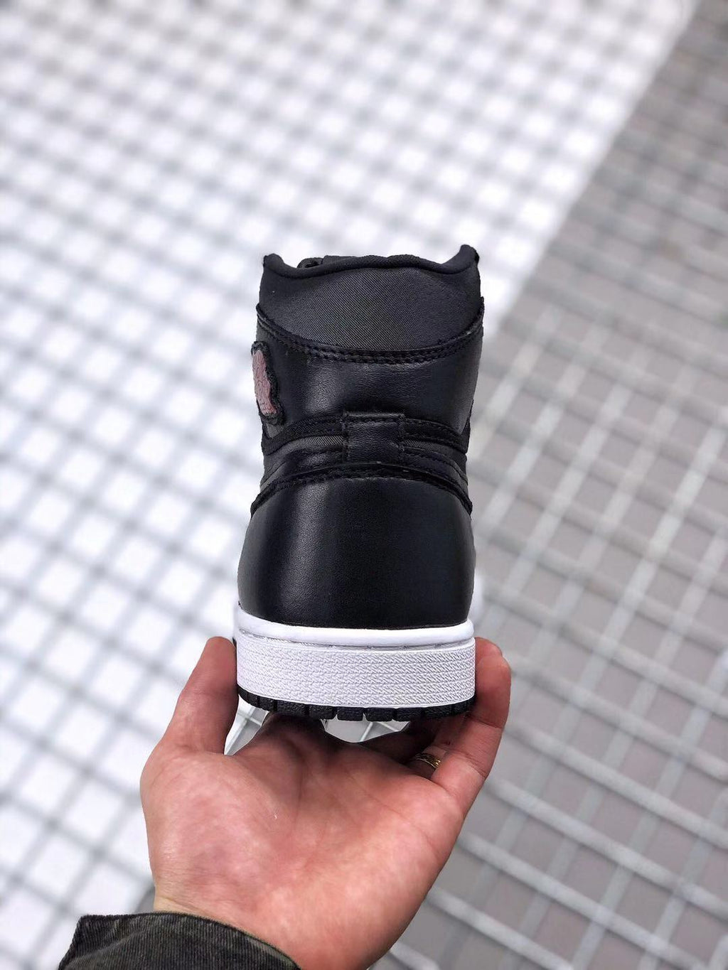 Air Jordan 1 High OG Black Satin Sneakers in Black Red - product image from the listing.