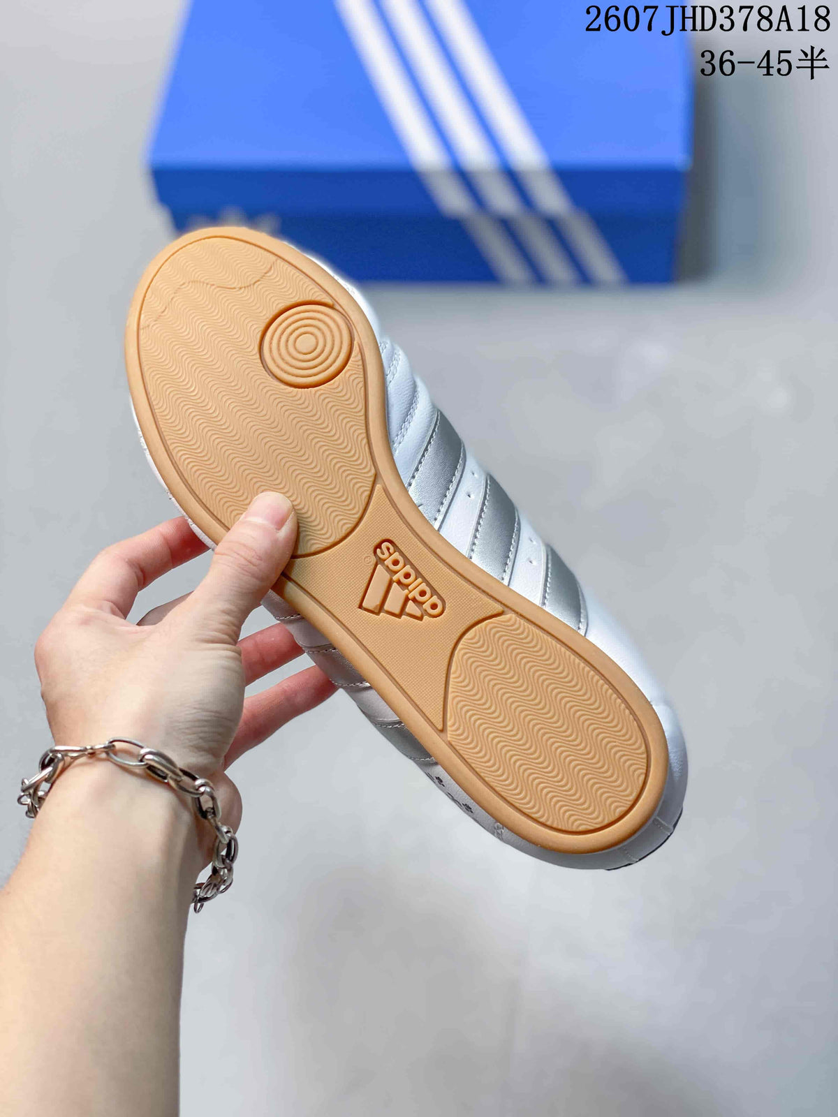 adidas Taekwondo SMIL-LS Low-Top Sneakers in White Silver - product image from the listing.