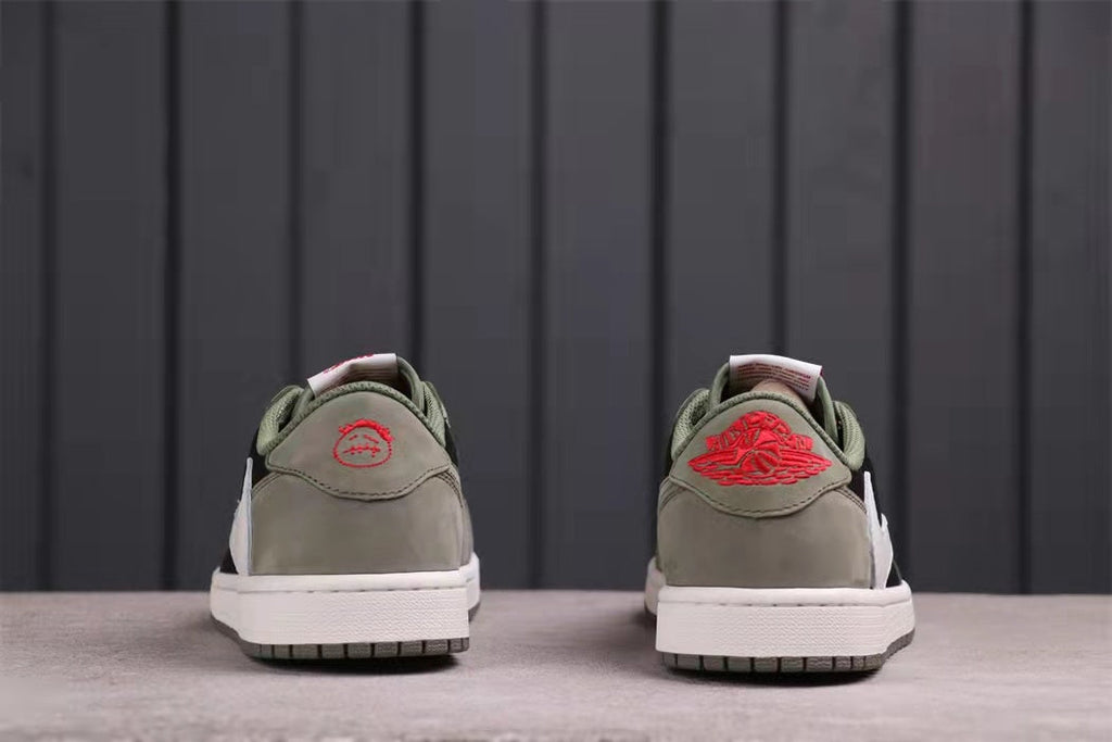 Jordan 1 Low Travis Scott Sneakers in Black Grey White CQ4277-008 - product image from the listing.