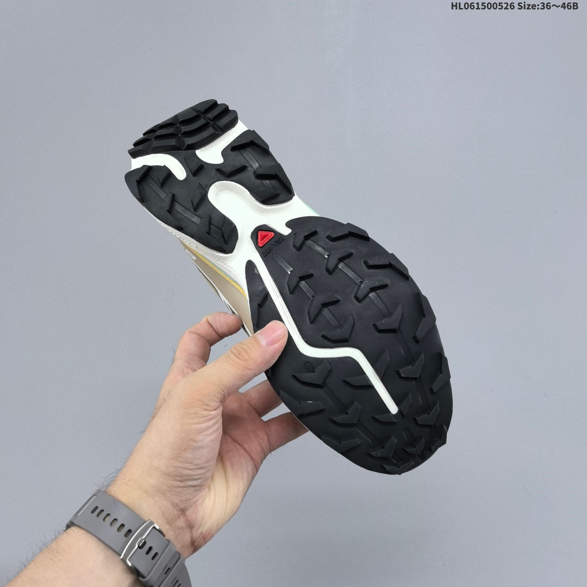 Olive and Beige Salomon XT-6 Trail Running Shoes - product image from the listing.
