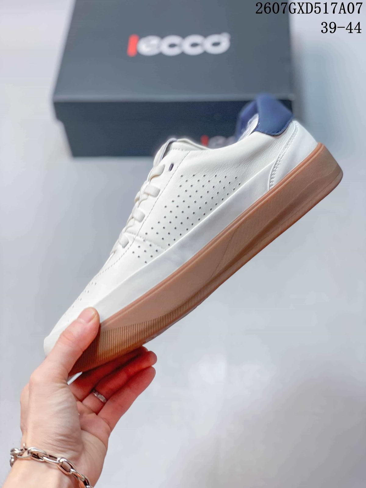 Men's ECCO White Leather Sneakers with Gum Sole 2607GXD517A07 - product image from the listing.