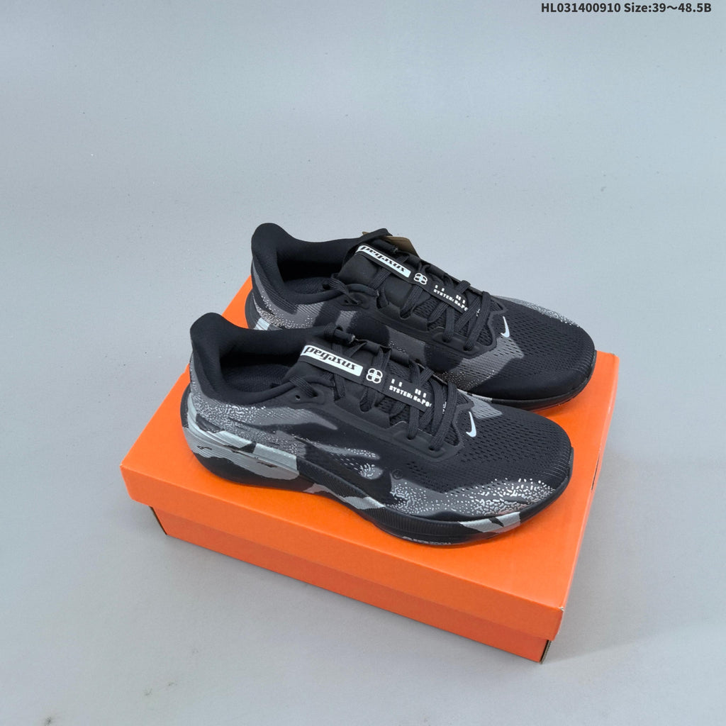 Nike Air Zoom Pegasus 42 Running Shoes, in Black and Silver - product image from the listing.