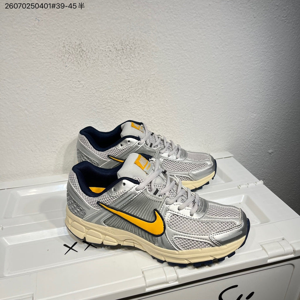 Nike Air Zoom Vomero 5 Running Shoes in White Grey Yellow - product image from the listing.
