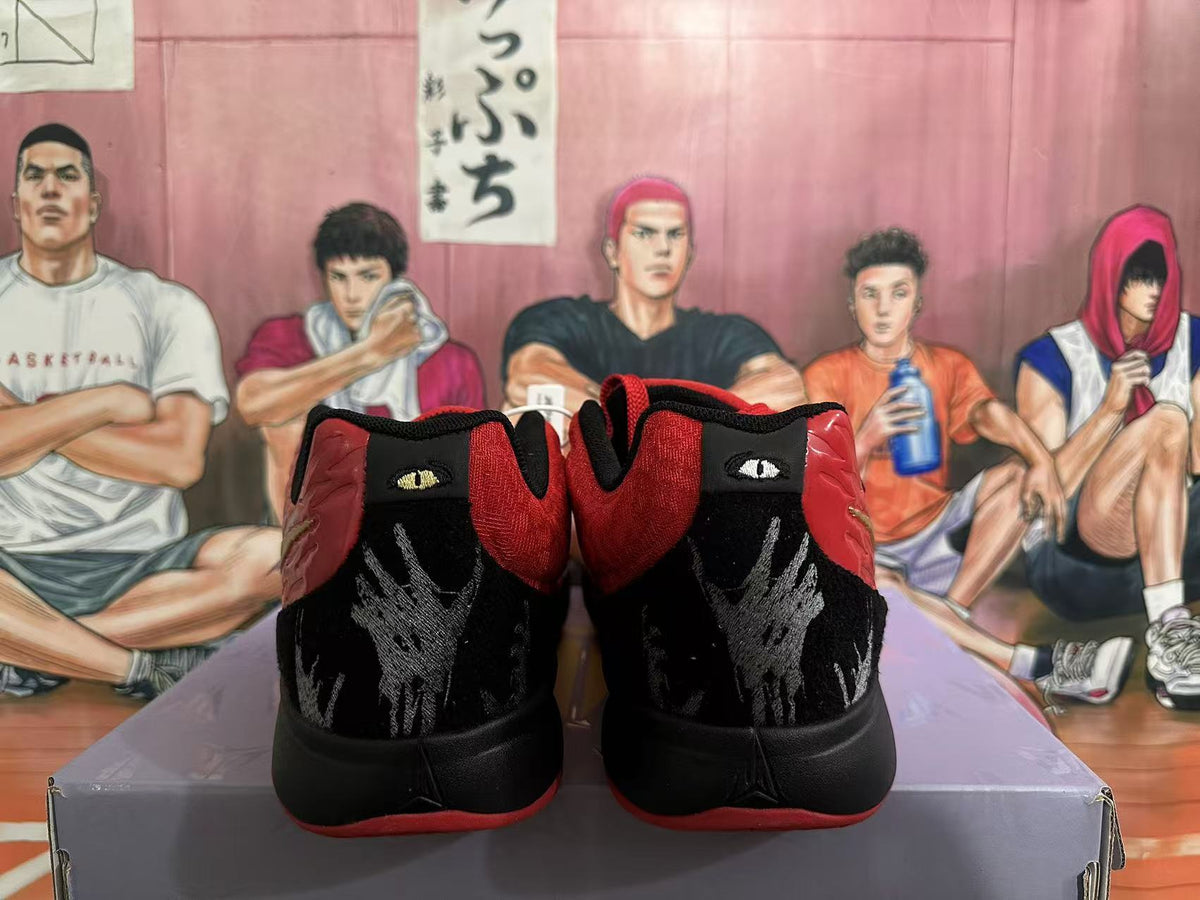 Nike Basketball Footwear Red and Black with Gold Swoosh - product image from the listing.