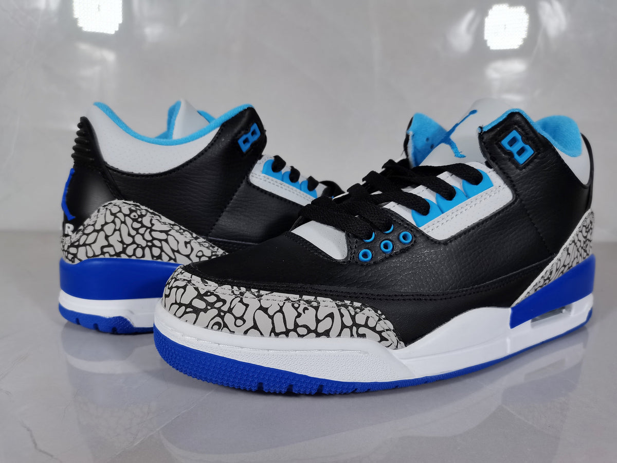 Black Blue Elephant Print Sneakers - Air Jordan 3 Retro - product image from the listing.