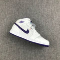 Air Jordan 1 Mid Sneakers in White Purple 332148-137 - product image from the listing.
