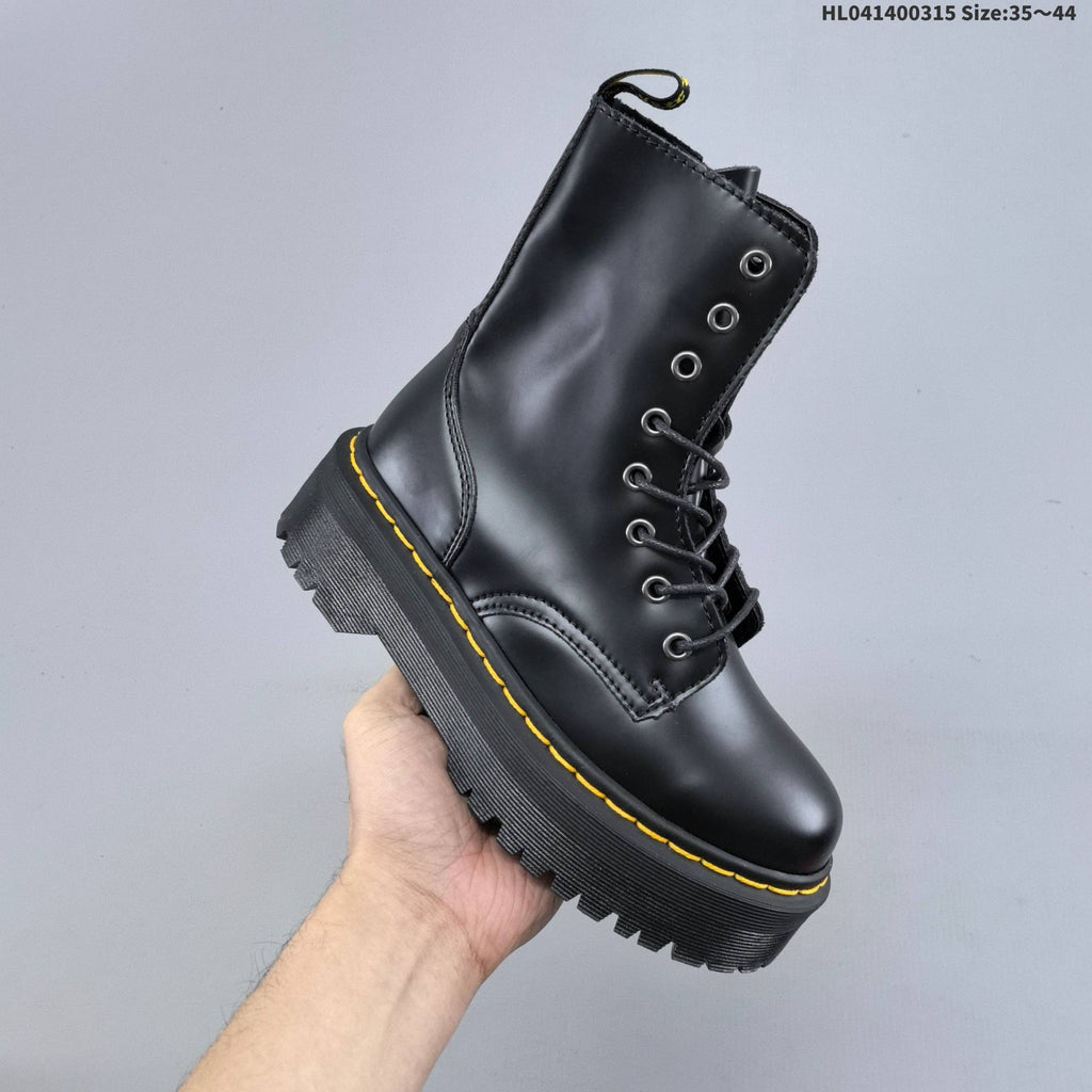 Black Platform Lace-Up Ankle Boots by Dr. Martens - product image from the listing.