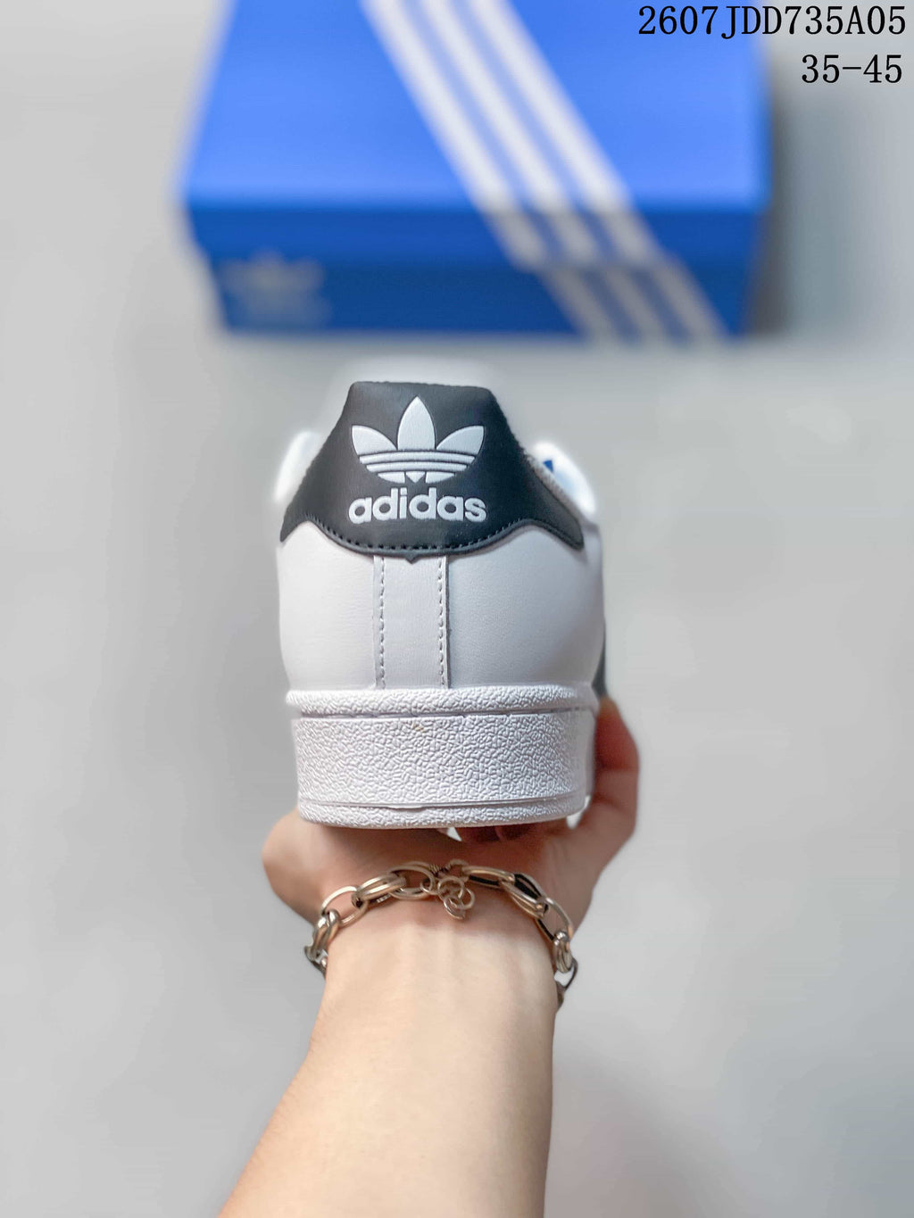 Adidas Superstar White Black Shell-Toe Trainers - product image from the listing.