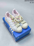 Adidas Superstar Custom White Trainers with Pastel Laces - product image from the listing.