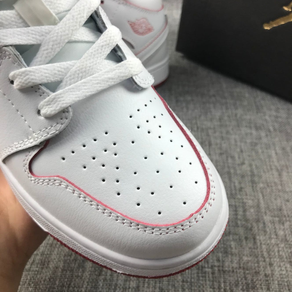 Air Jordan 1 Mid Sneakers in White and Red 554725-103 - product image from the listing.