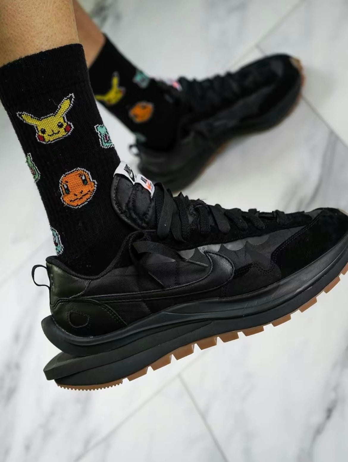 Nike x sacai VaporWaffle Sneakers in Black DD1875-001 - product image from the listing.