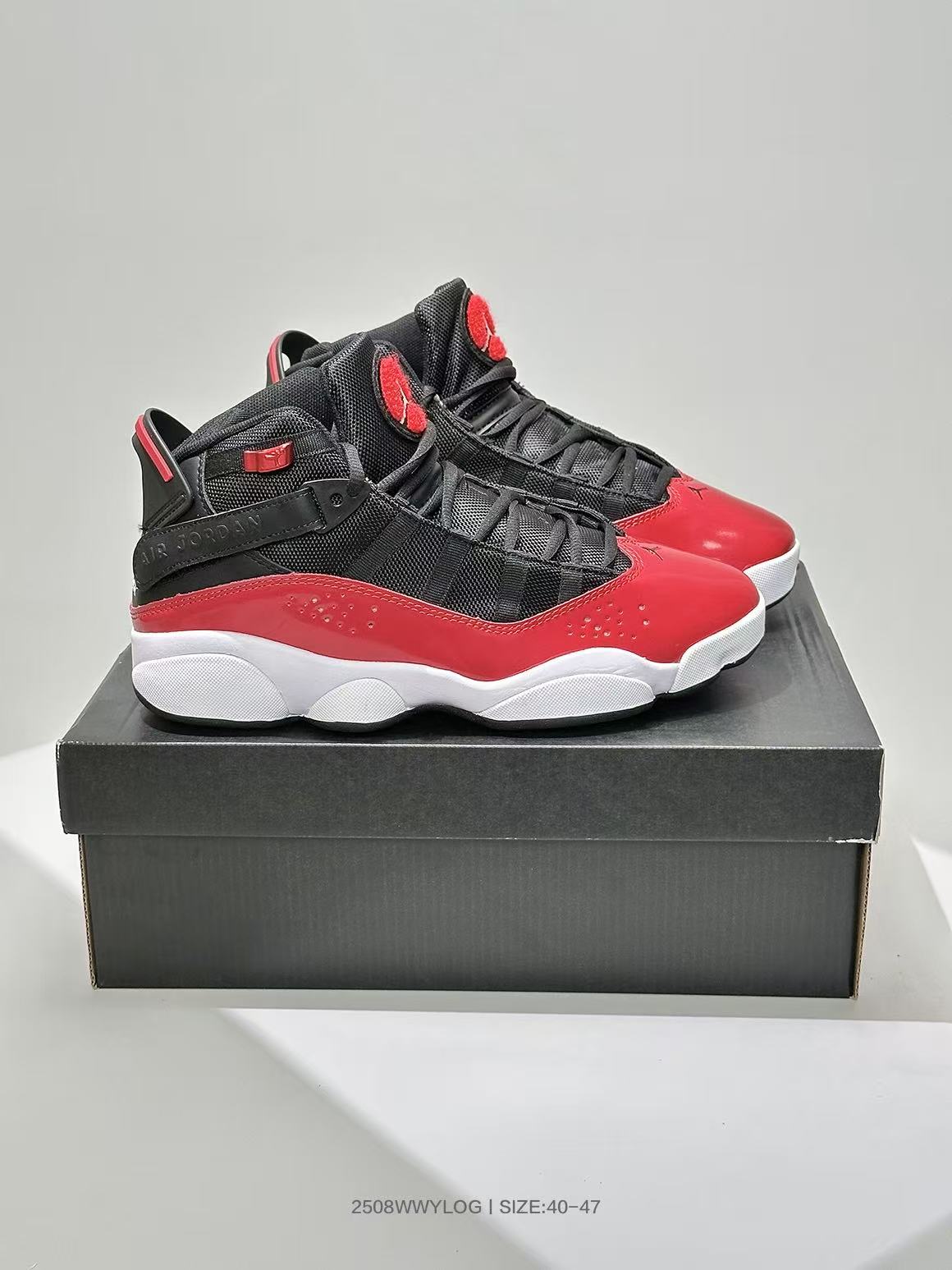 Jordan Six Rings 6-2 Sneakers in Black and Red - product image from the listing.
