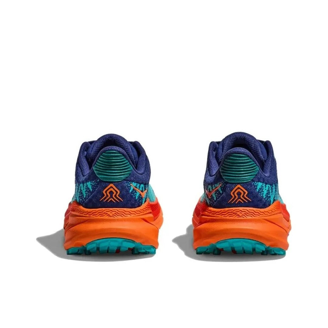 HOKA Challenger 7 Trail Running Shoes in Turquoise and Orange - product image from the listing.