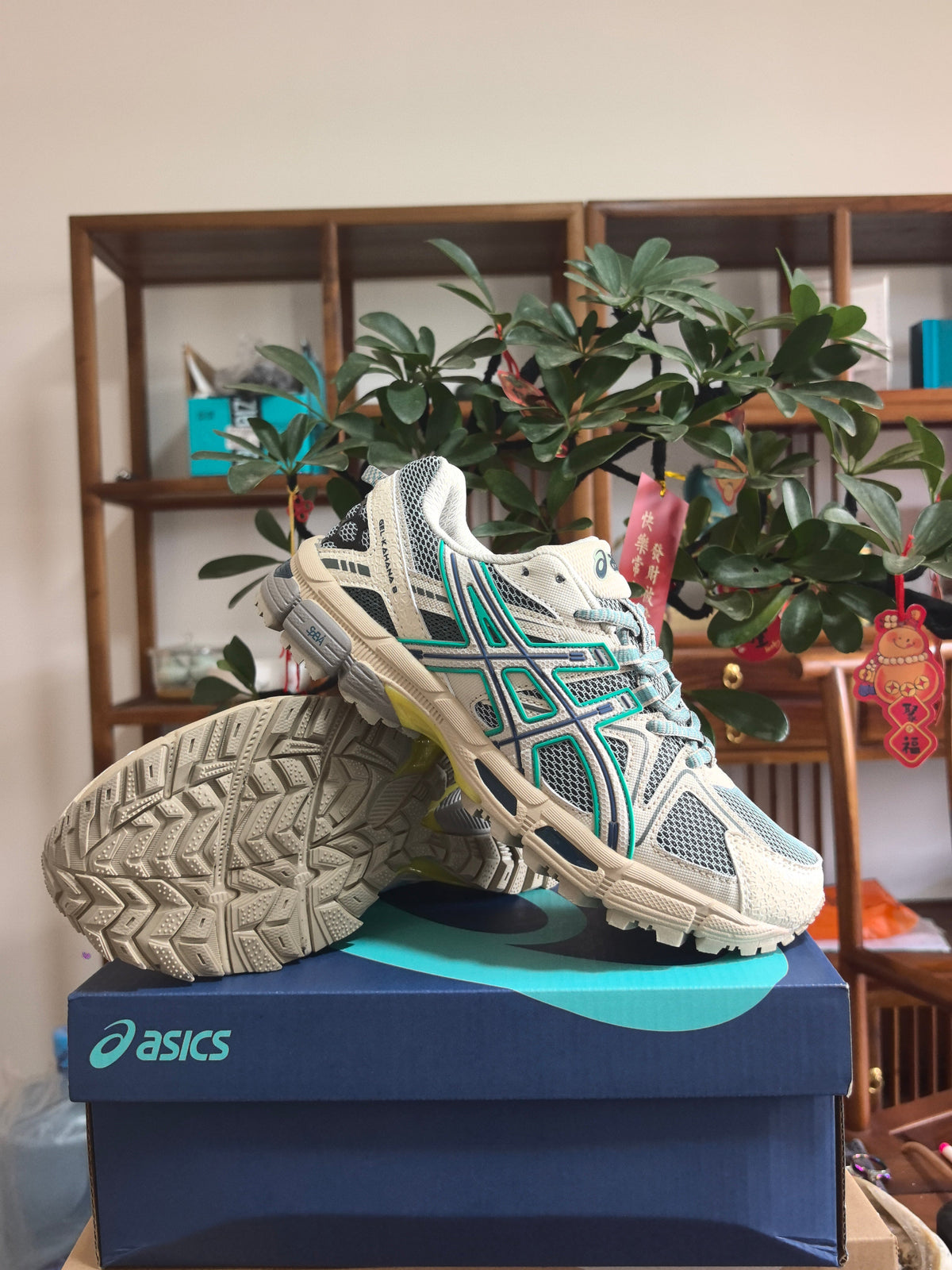 ASICS K4 Sneakers in Gray, in Cream and Teal - product image from the listing.