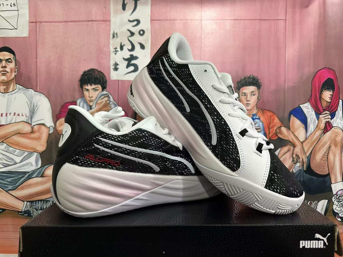 PUMA Basketball Shoes, White, in Black and Red - product image from the listing.