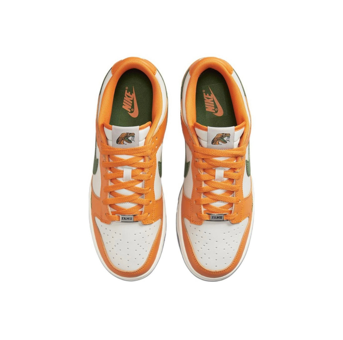 Nike Dunk Low Florida A&M in White Orange DR6188-800 - product image from the listing.