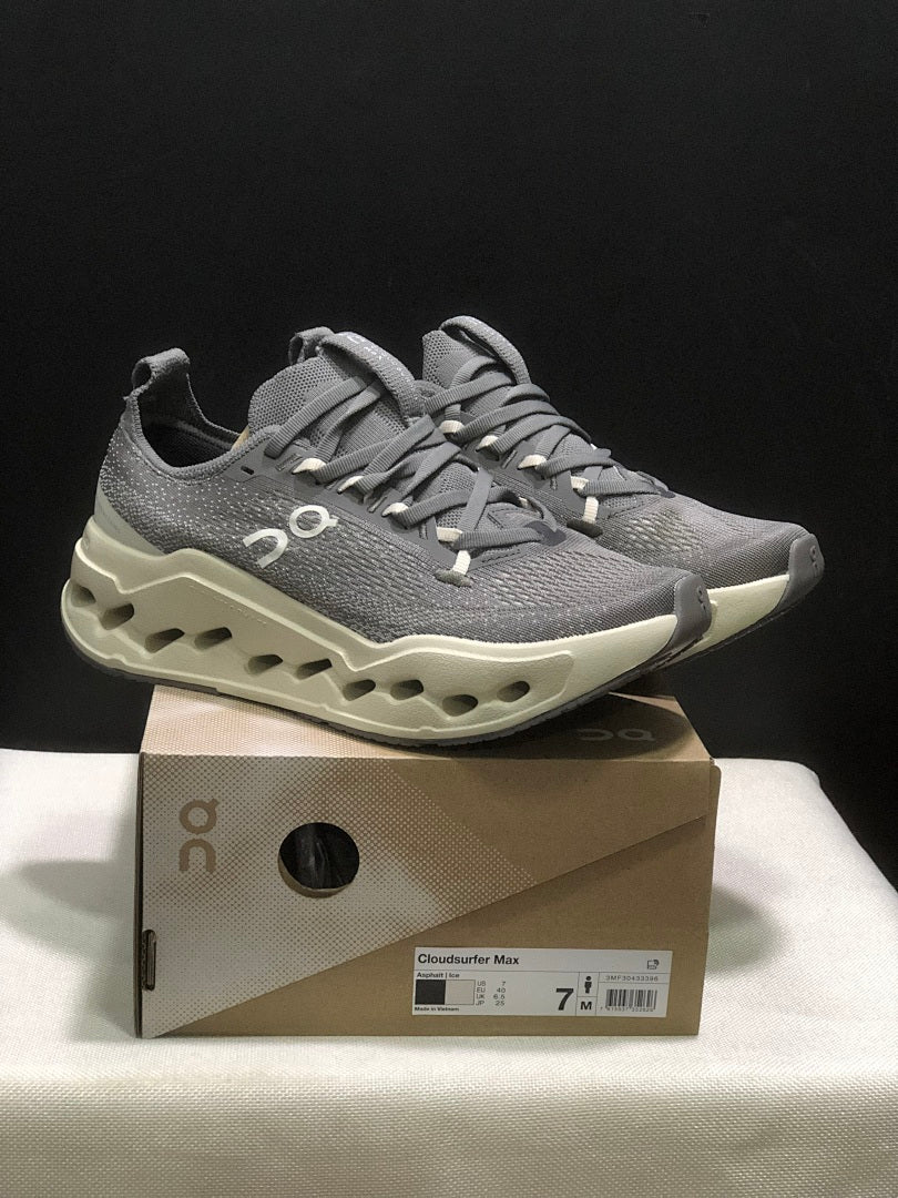 On Cloudsurfer Max Running Shoes, Asphalt in Gray - product image from the listing.