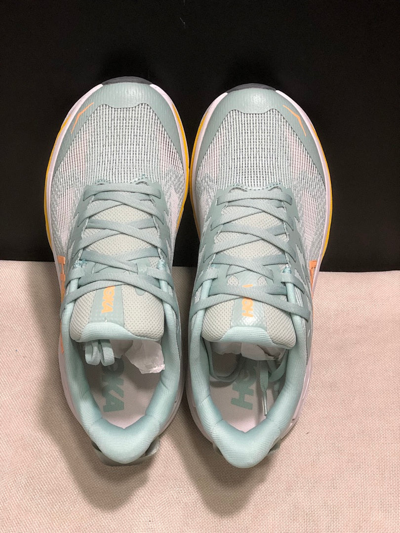 HOKA Challenger 8 Trail Running Shoes, Sage and in Coral - product image from the listing.