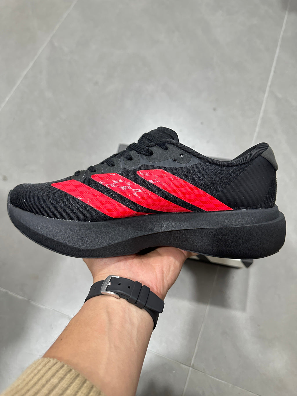 Adidas Lightstrike Pro AMG Running Shoes in Black and Red KH8832 - product image from the listing.