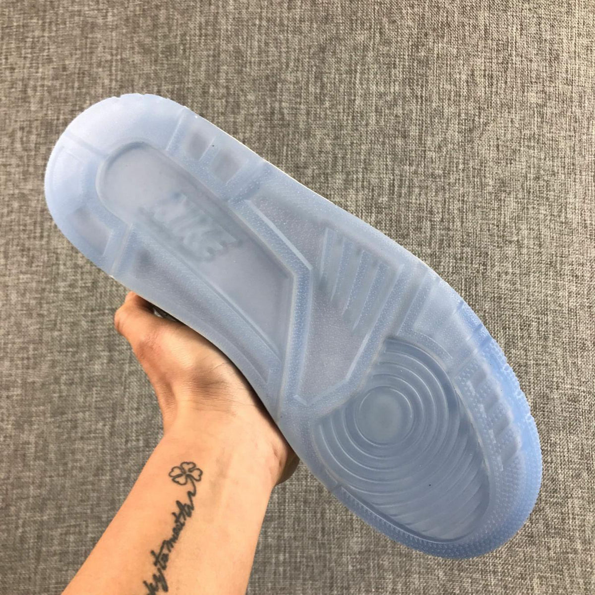 Air Jordan 3 White Cement Sneakers with Translucent Blue Sole - product image from the listing.