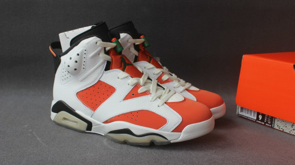 Air Jordan 6 Gatorade Basketball Sneakers in White Orange - product image from the listing.