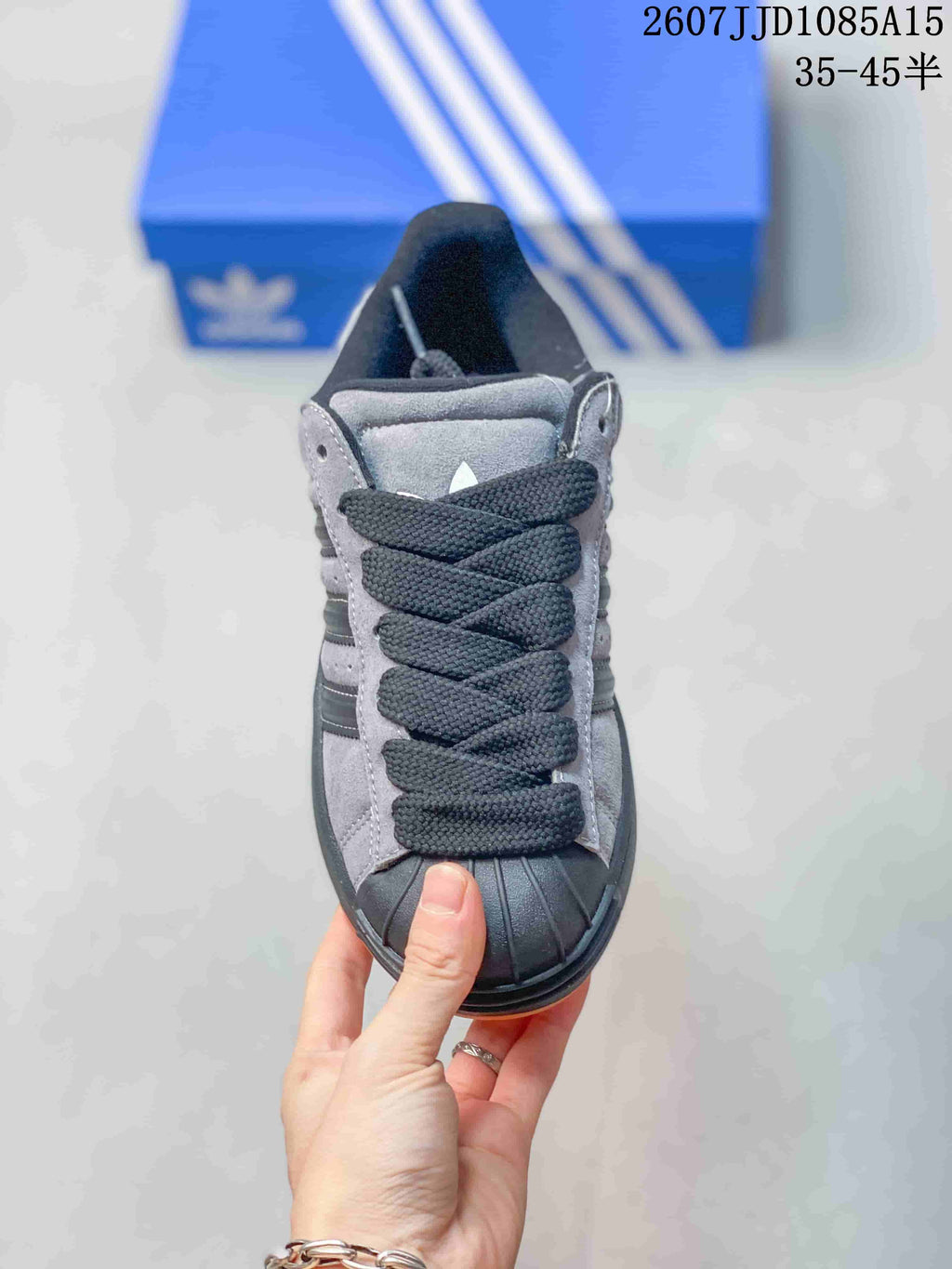 Adidas Superstar XLG Sneakers in Grey Black JR7444 - product image from the listing.