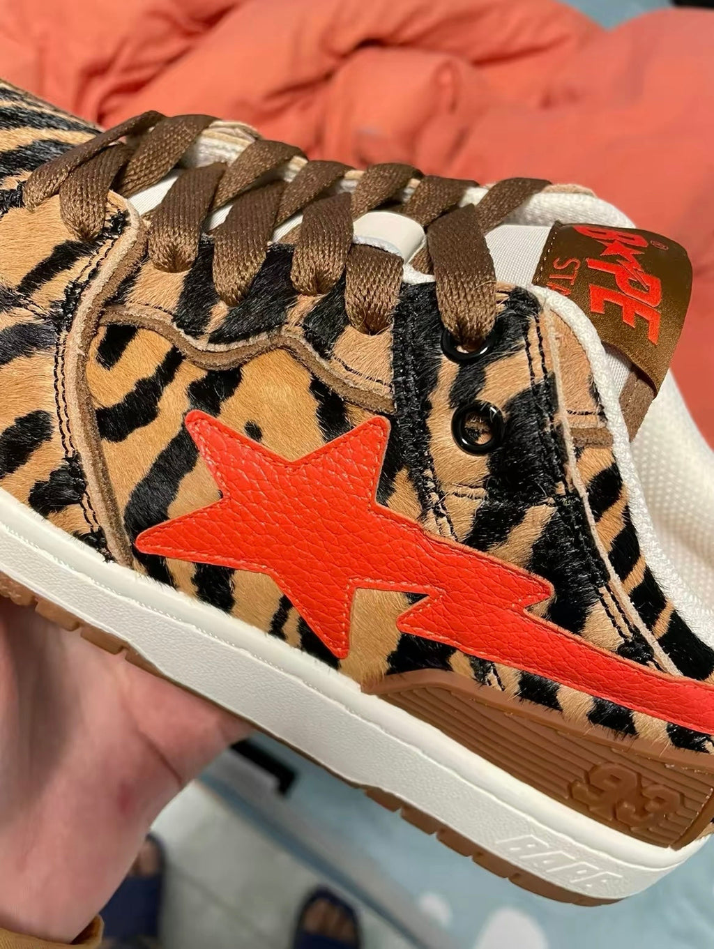 BAPE SK8 STA Tiger-Stripe Low-Cut Sneakers - product image from the listing.