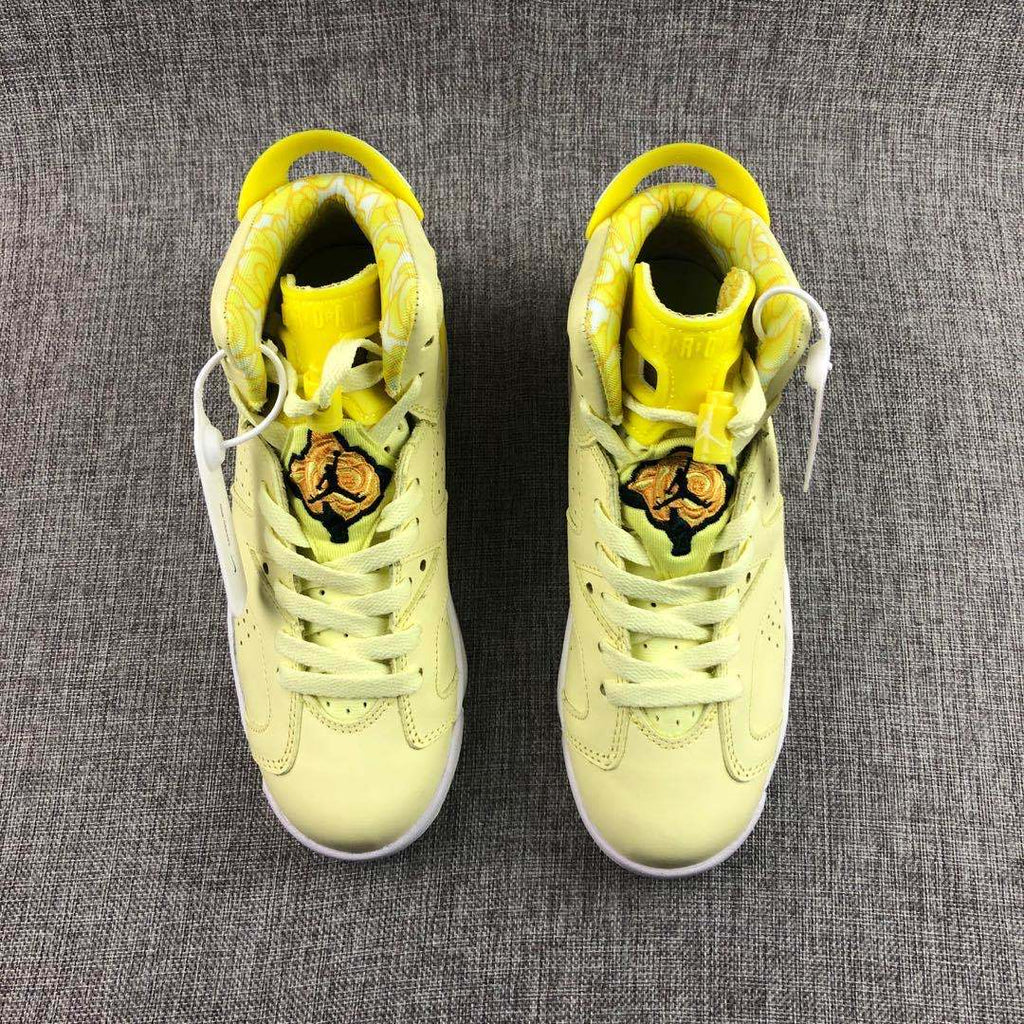Air Jordan 6 Floral Yellow High-Top Sneakers - product image from the listing.