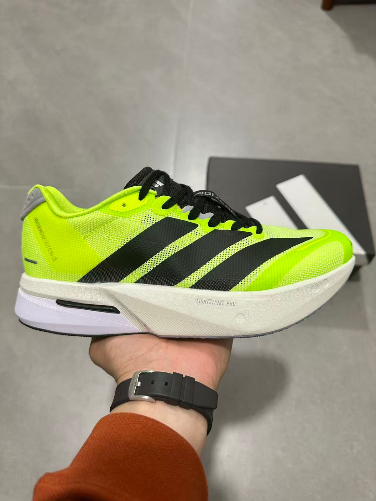 adidas Adizero Running Shoes Neon in Green Black - product image from the listing.