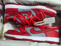Nike Dunk Low LTHR / OW Sneakers in Red Gray CT0856-600 - product image from the listing.