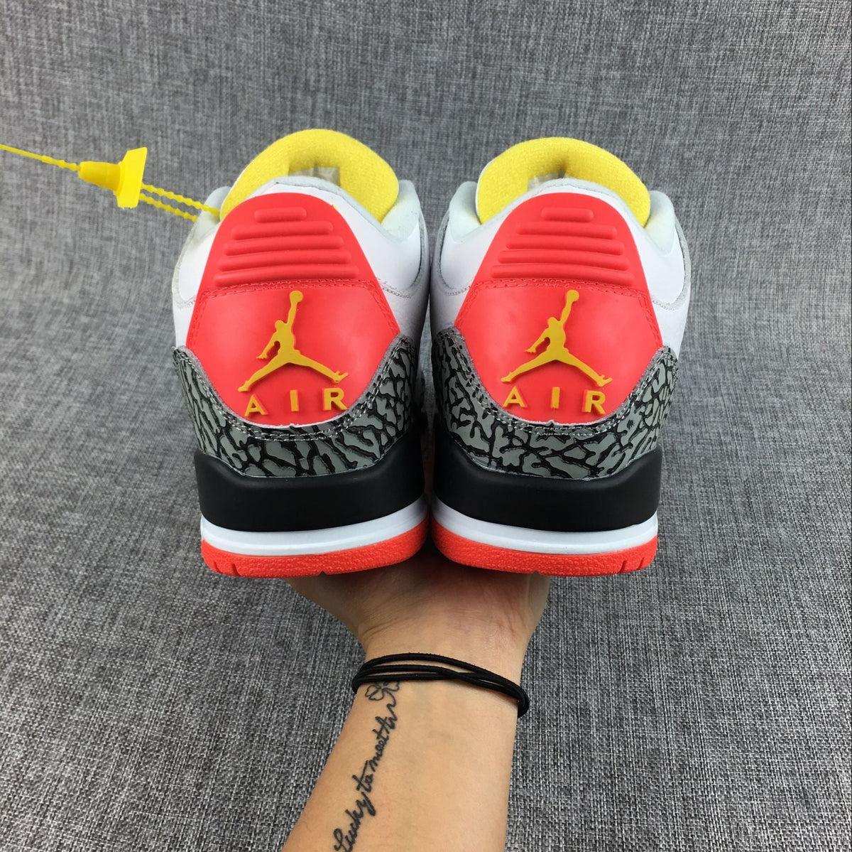 Air Jordan 3 White, High-Top Sneakers in Red and Black - product image from the listing.