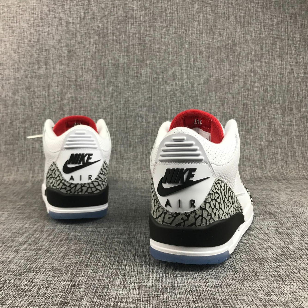 Air Jordan 3 White Cement Sneakers with Translucent Blue Sole - product image from the listing.