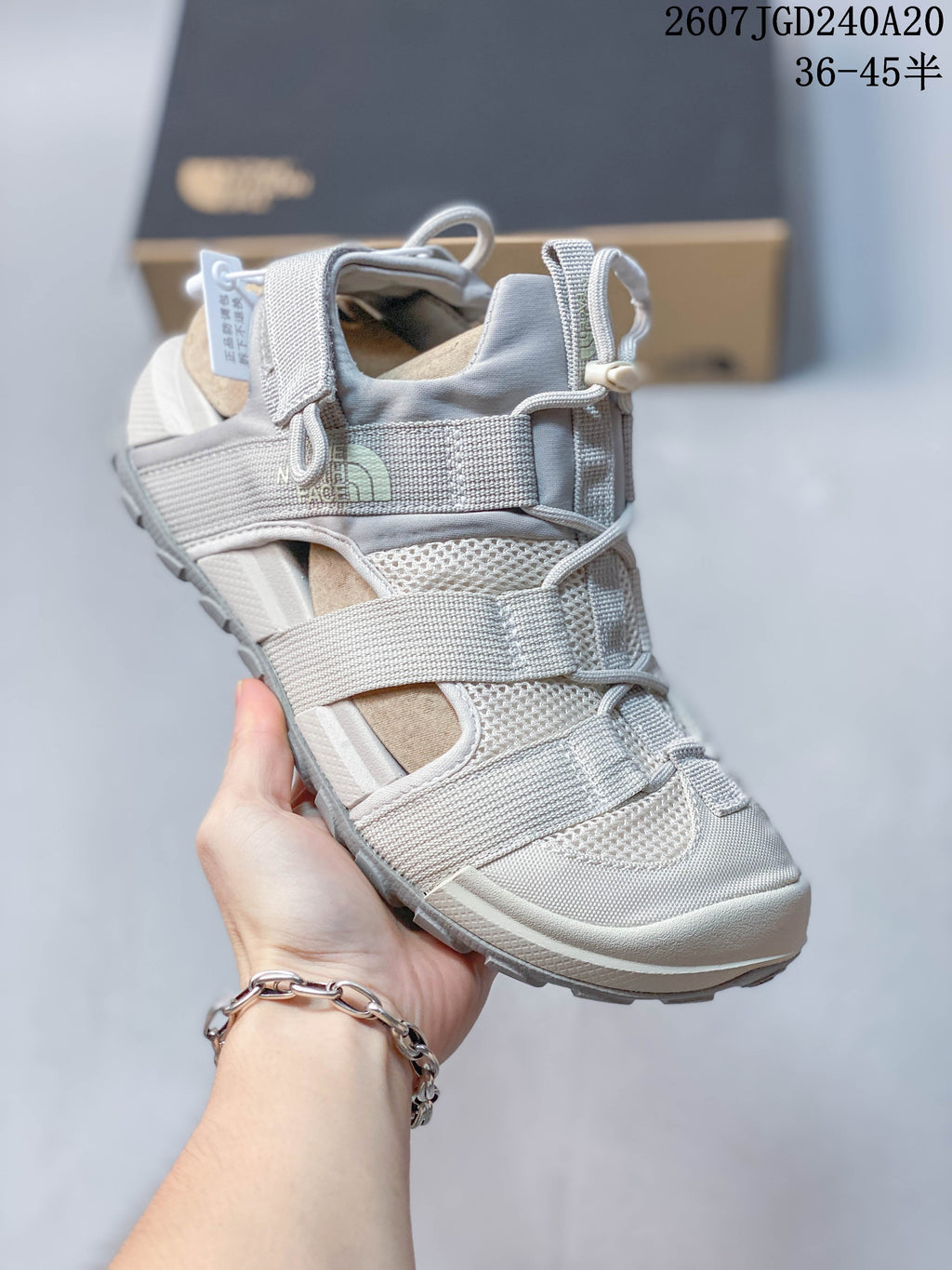 The North Face Cedar Measa Sandals in Light Gray 07JGD240A20 - product image from the listing.