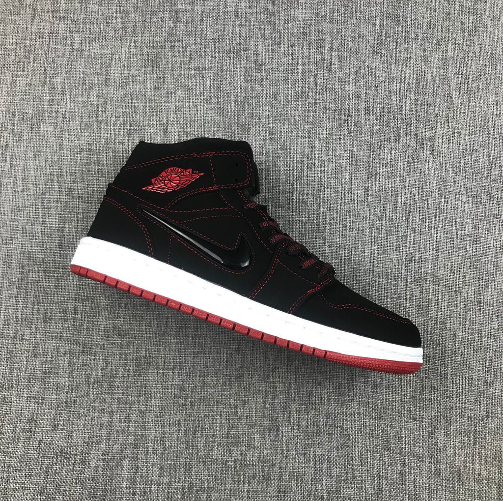 Air Jordan 1 Mid Sneakers Black Red CK5665-062 - product image from the listing.