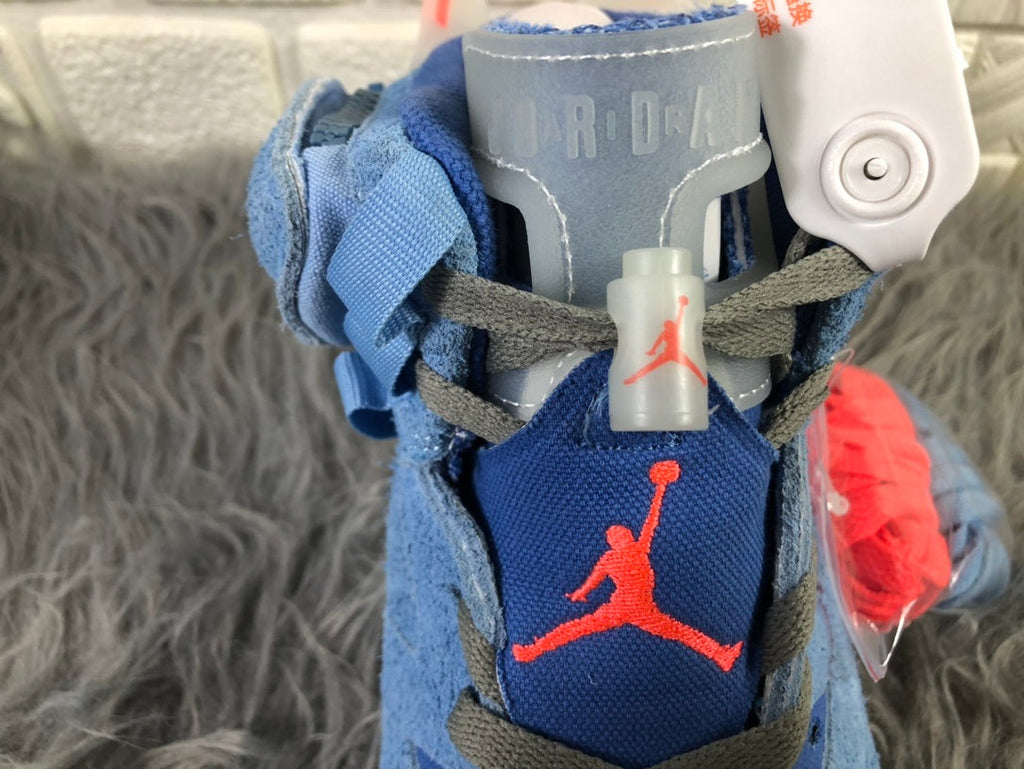 Jordan AJ6 Travis Sky High-Top Sneakers in Blue - product image from the listing.