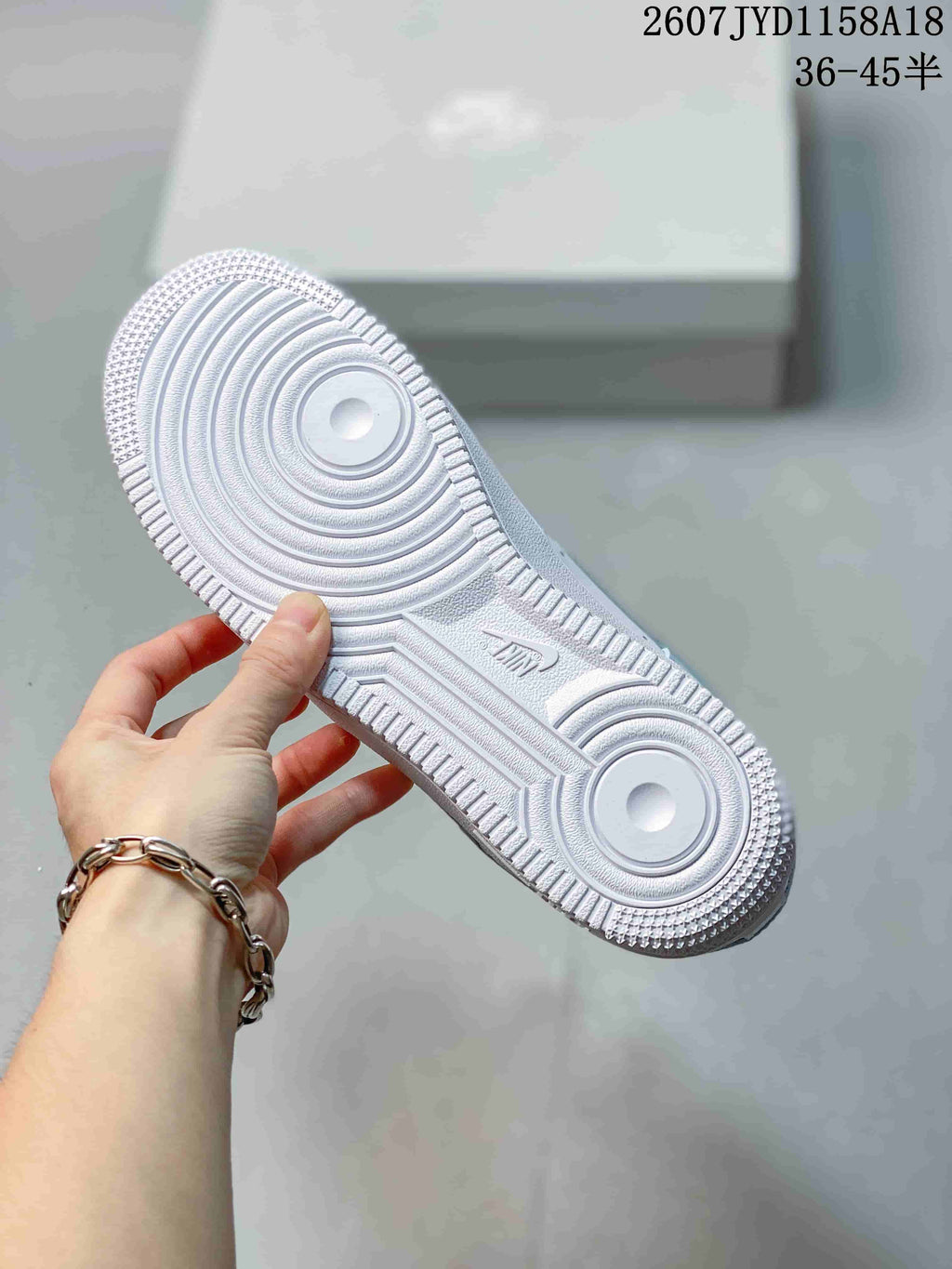 Nike Air Force 1 '07 Low Sneakers, in White and Light Blue - product image from the listing.